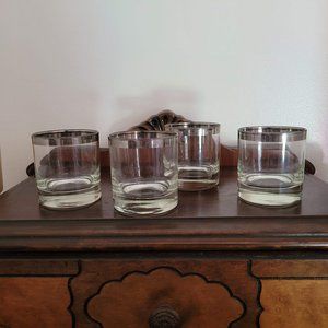 Vintage 60s Silver Rimmed Whiskey Tumblers